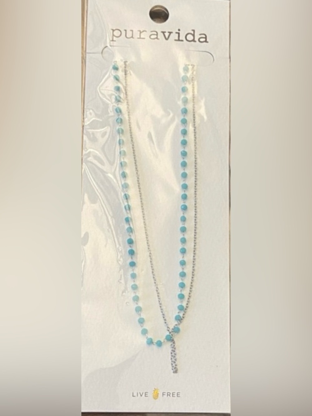 Pura Vida Aqua Beaded Necklace - Picture 3 of 4